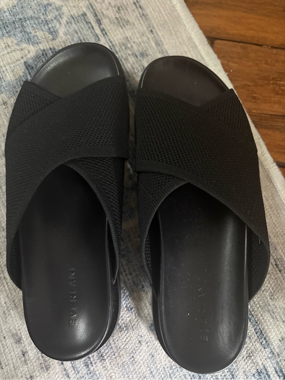 Everlane Black Knit Crisscross Slide Sandals